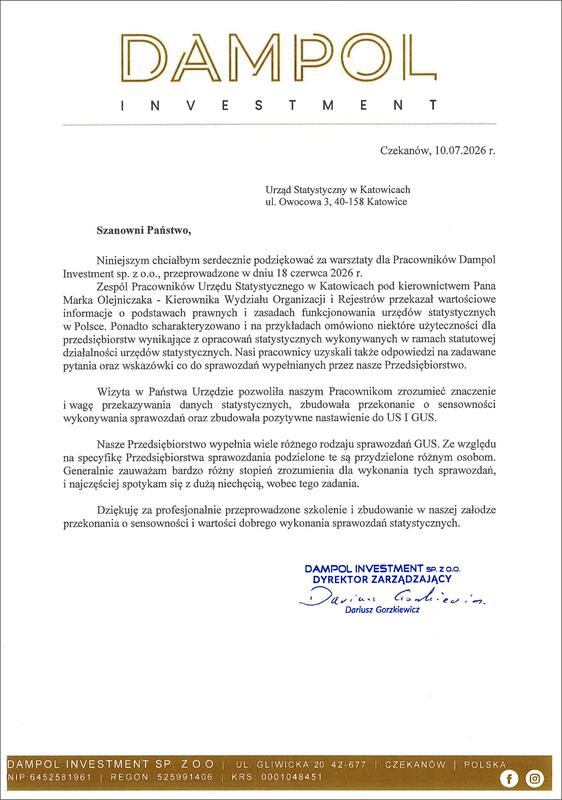 Powiększ obraz: Spotkanie edukacyjno-promocyjne w ramach współpracy z jednostkami sprawozdawczymi - podziękowanie
